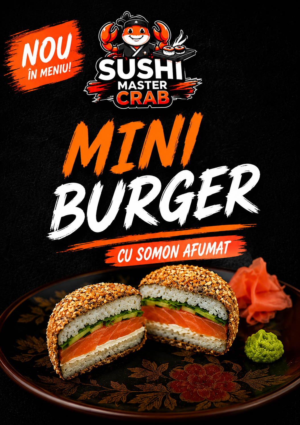 Mini burger cu somon afumat